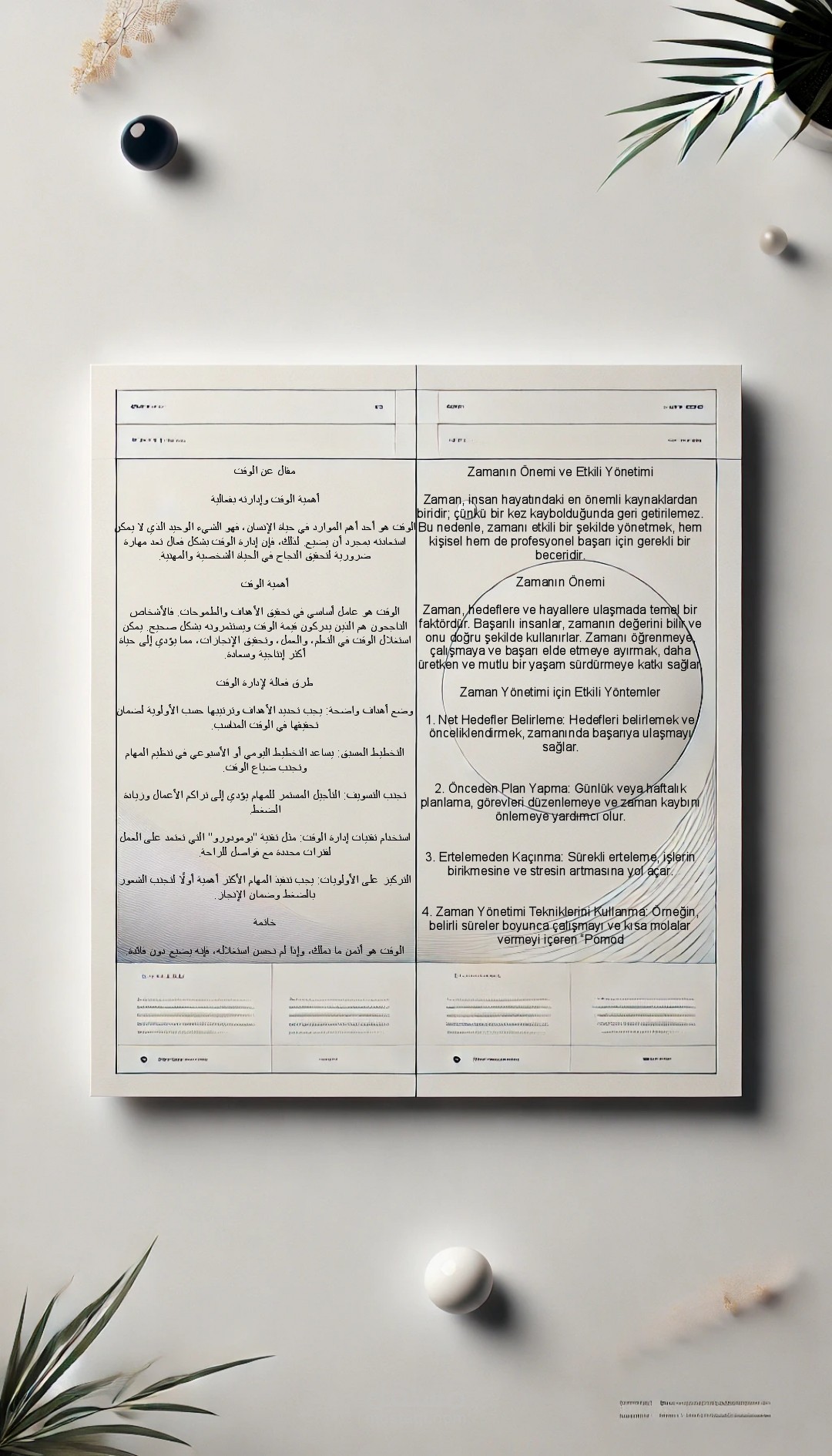 اهميه الزمن من العربيه للتركيه