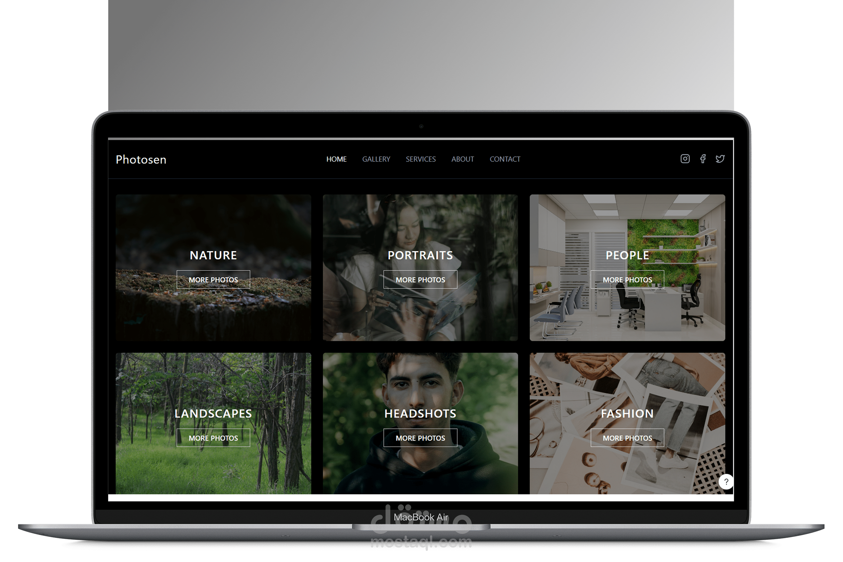 معرض صور فوتوغرافي تفاعلي (Photosen Portfolio) باستخدام React