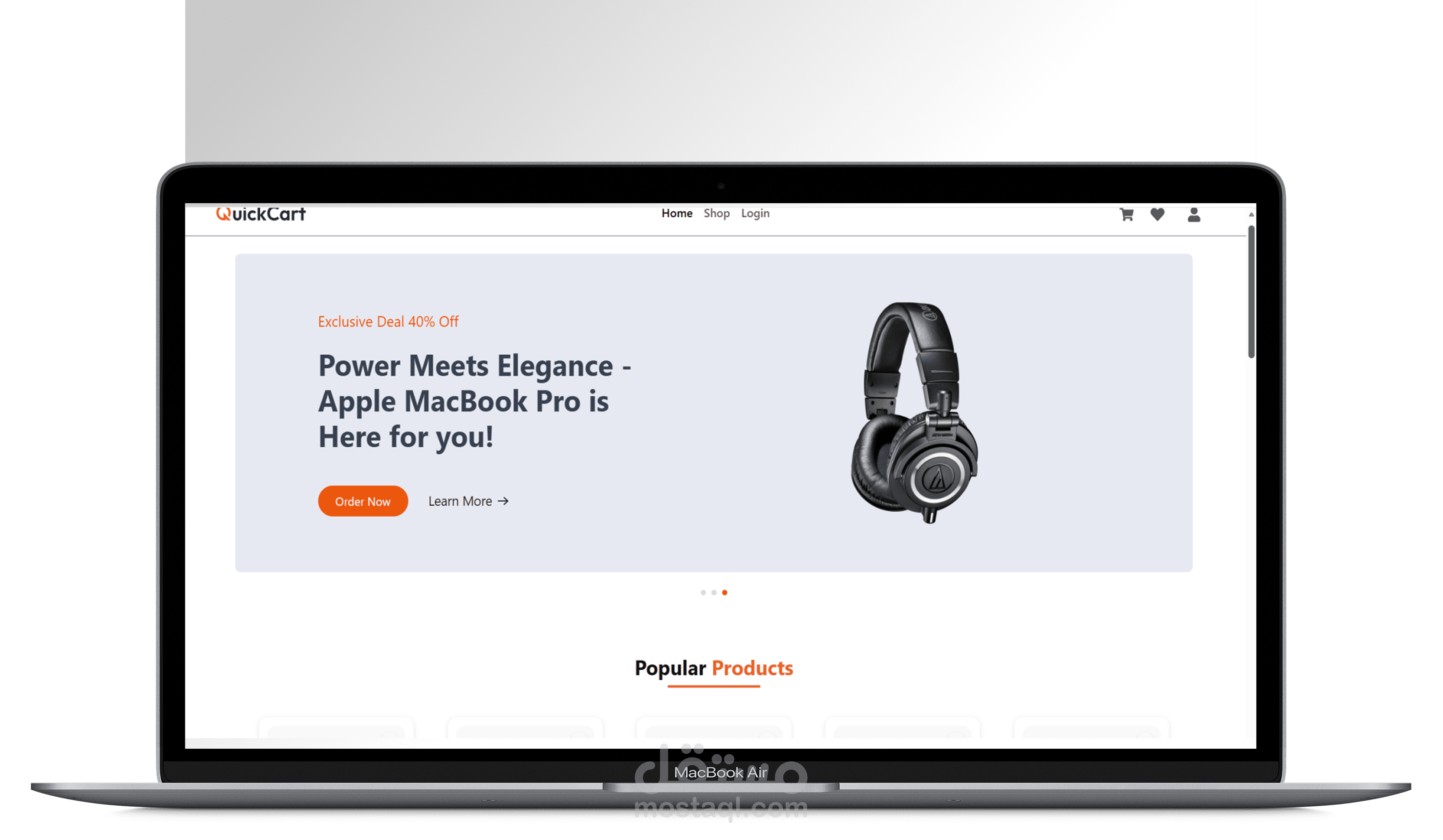 تصميم واجهه موقع تسوق الكتروني eCommerce website