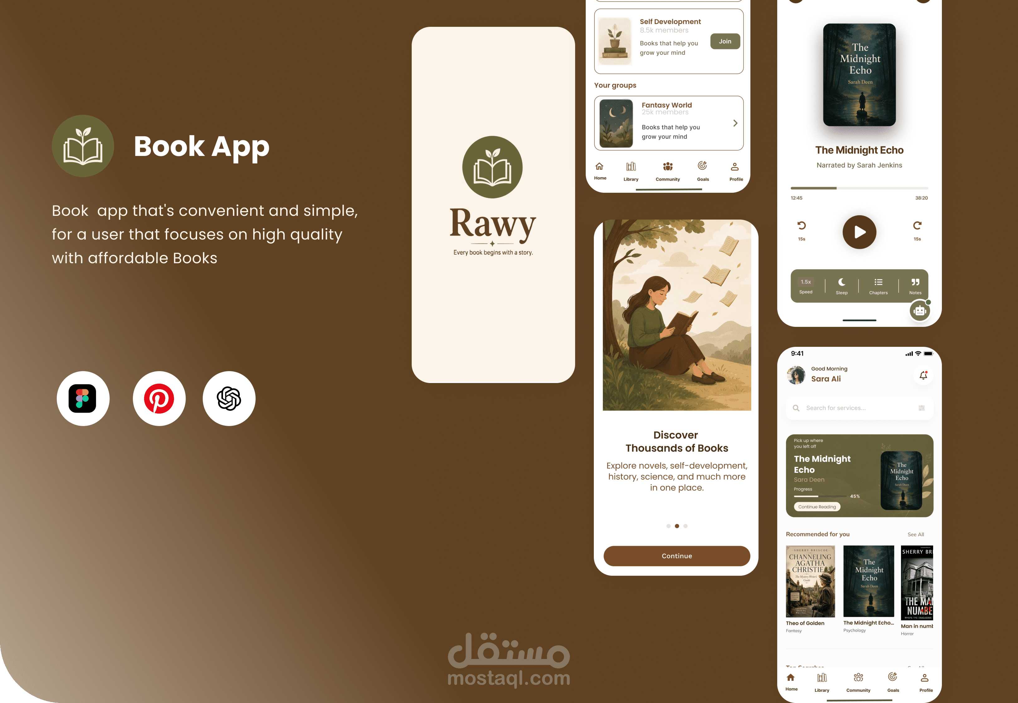 تصميم UI UX لتطبيق قراءه