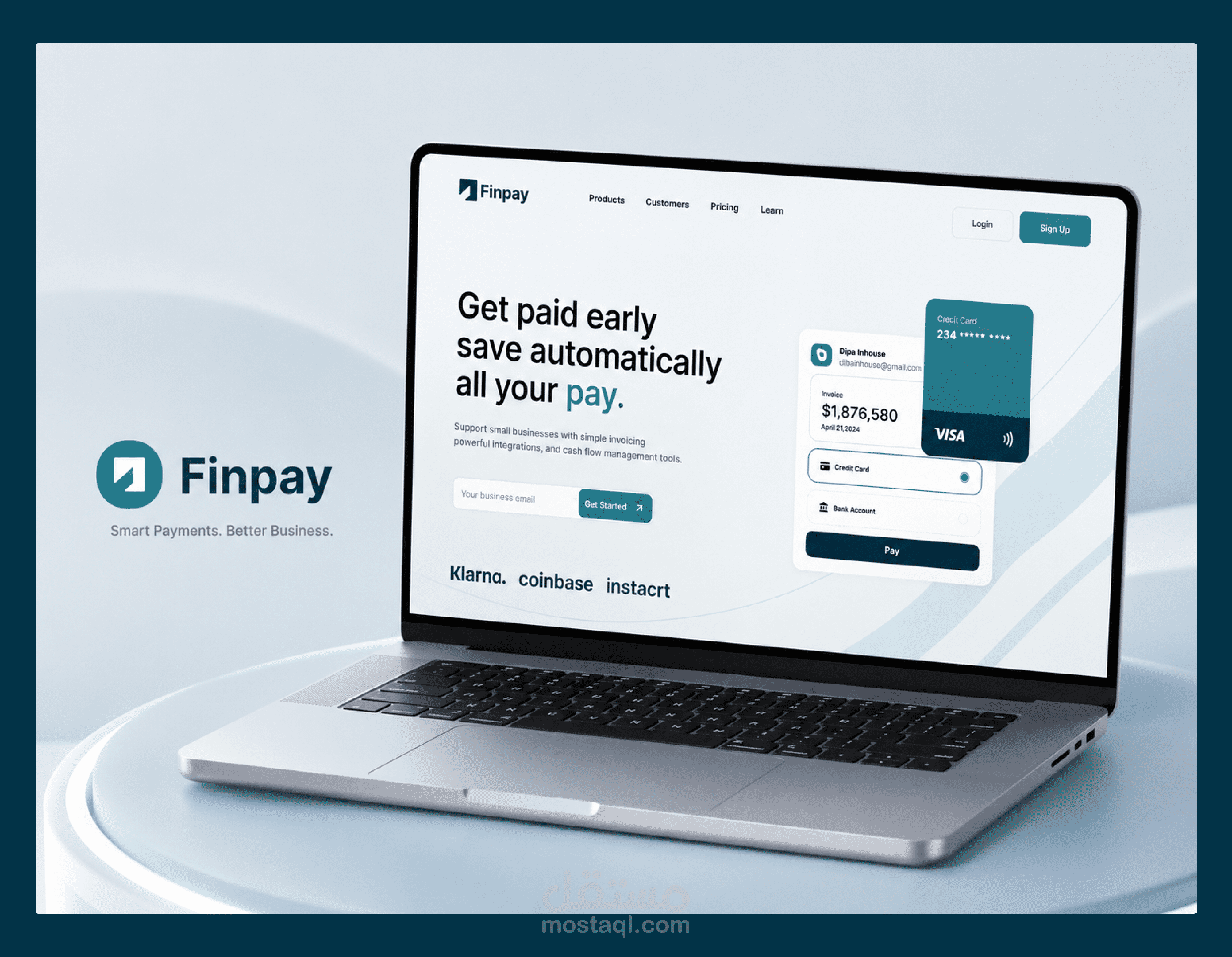 FinPay | تصميم صفحة هبوط حديثة لمنصة مالية (Fintech Landing Page)