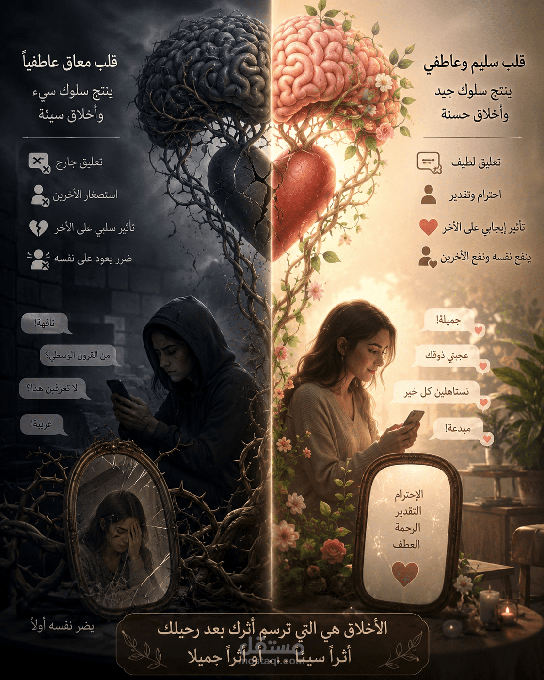 صناعة محتوى متكامل (كتابة مقال فلسفي + تصميم إنفوجرافيك بصري لدعم النص).