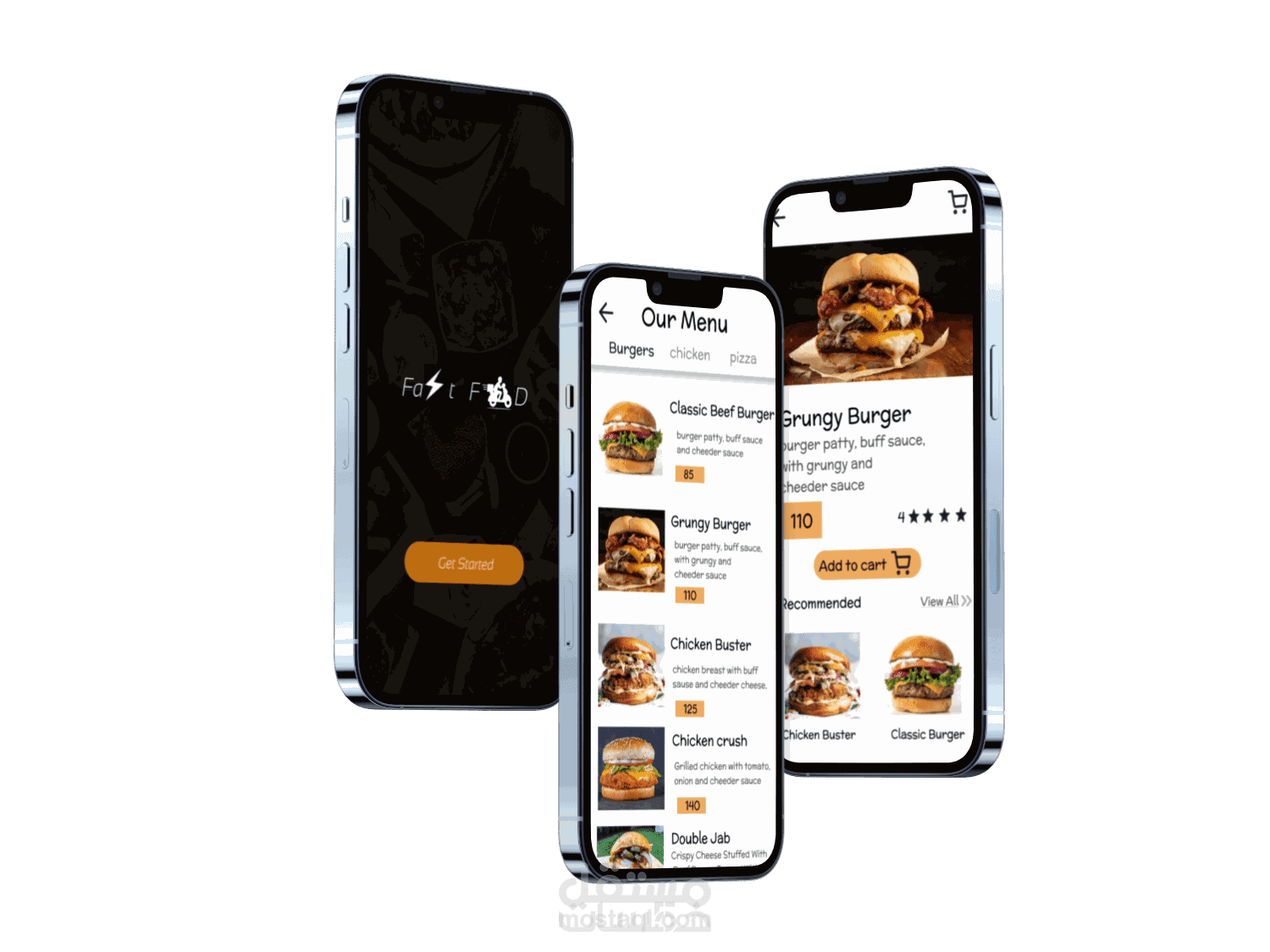 "تصميم واجهة مستخدم لتطبيق طلب الطعام – Fast Food"