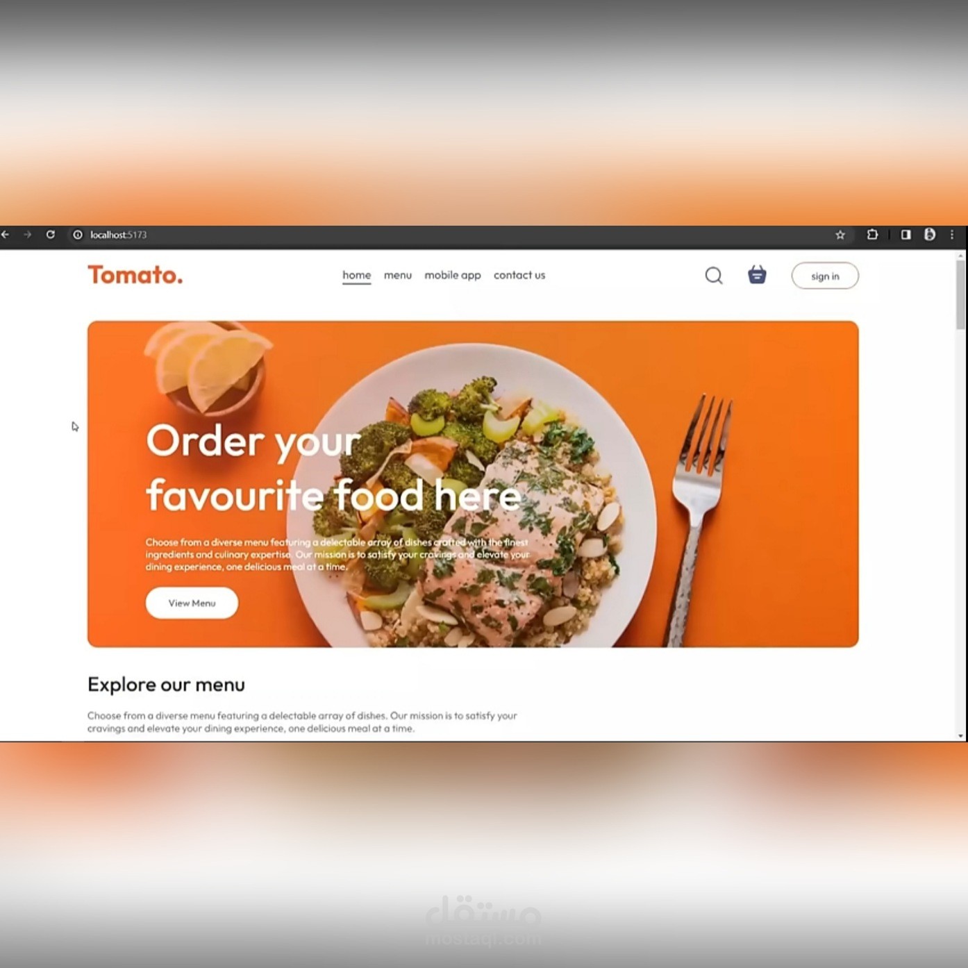 FoodDel - مشروع موقع طلب الطعام باستخدام React.js