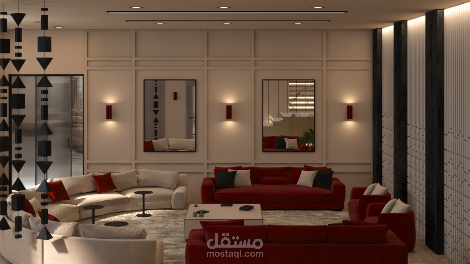 صالون استقبال في فيلا ضمن مدينة الرياض في المملكة العربية السعودية