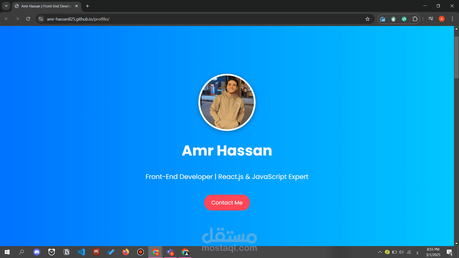 تصميم وتطوير موقع شخصي احترافي باستخدام HTML, CSS, و JavaScript