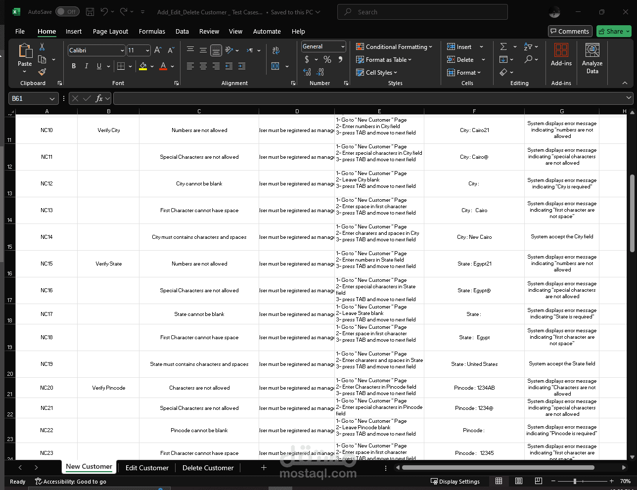 Manual testing for banking website