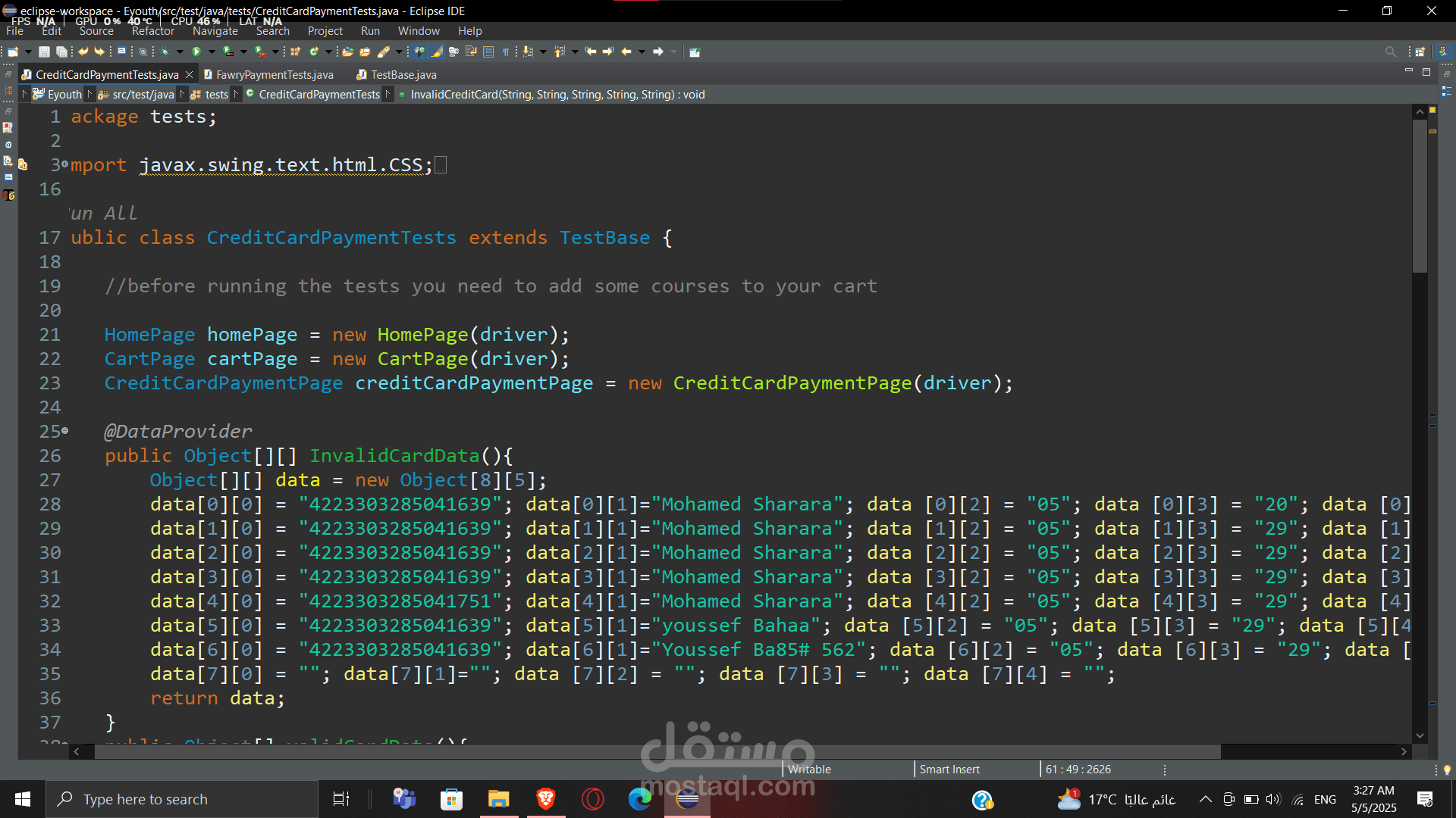 Automation Testing for courses website