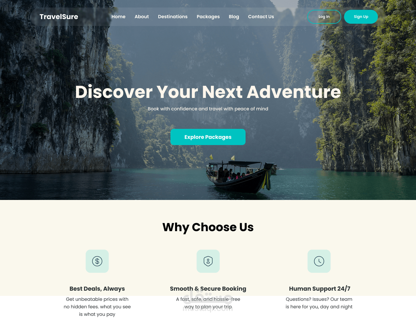 TravelSure – Travel Booking Website UI/UX Design