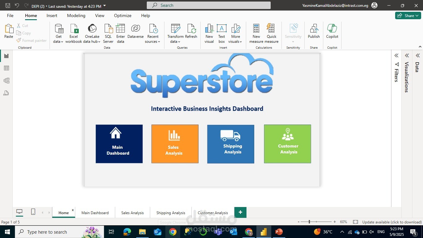 تحليل مبيعات مشروع Sales Super Store باستخدام Power BI