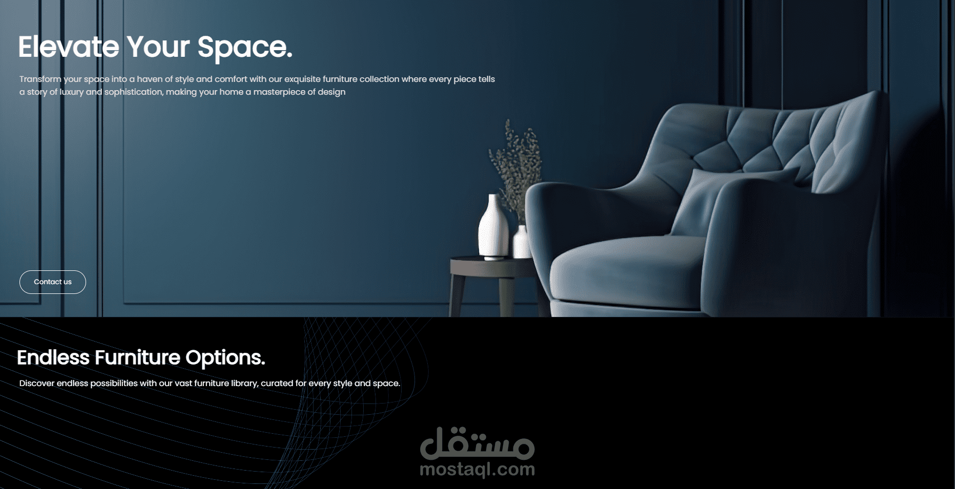 صفحة هبوط 3d لمتجر أثاث