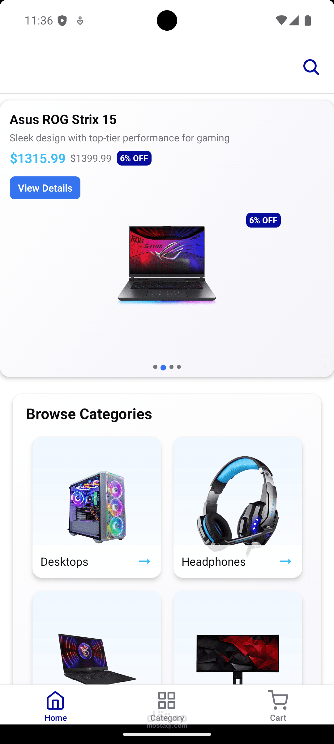 YabaiTech (تطبيق جوال للتجارة الإلكترونية للإلكترونيات)