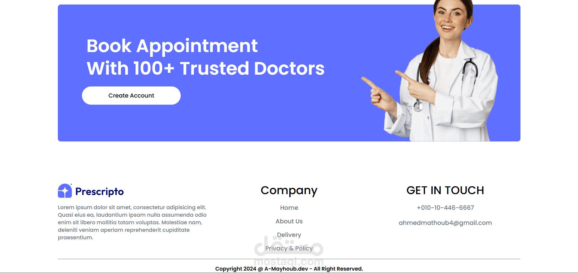 هل تبحث عن موقع إلكتروني مميز يتيح للمرضى حجز المواعيد مع الأطباء بسهولة؟ أقدم لك خدمة تصميم وتطوير موقع مخصص لإدارة حجز مواعيد الأطباء مع ميزات احترافية.