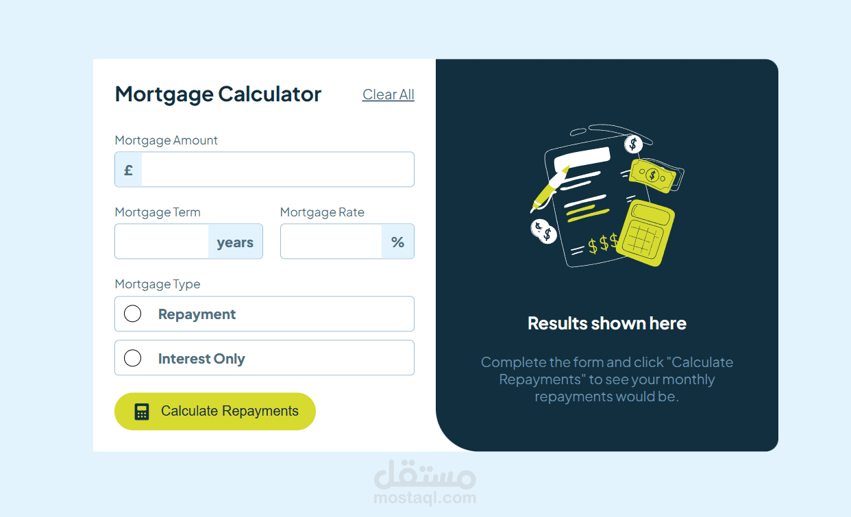 حاسبة الرهن العقاري (Mortgage Calculator)