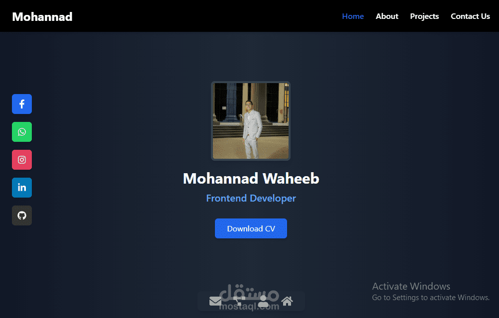 تطوير موقع شخصي احترافي باستخدام ReactJS ,TailwindCSS