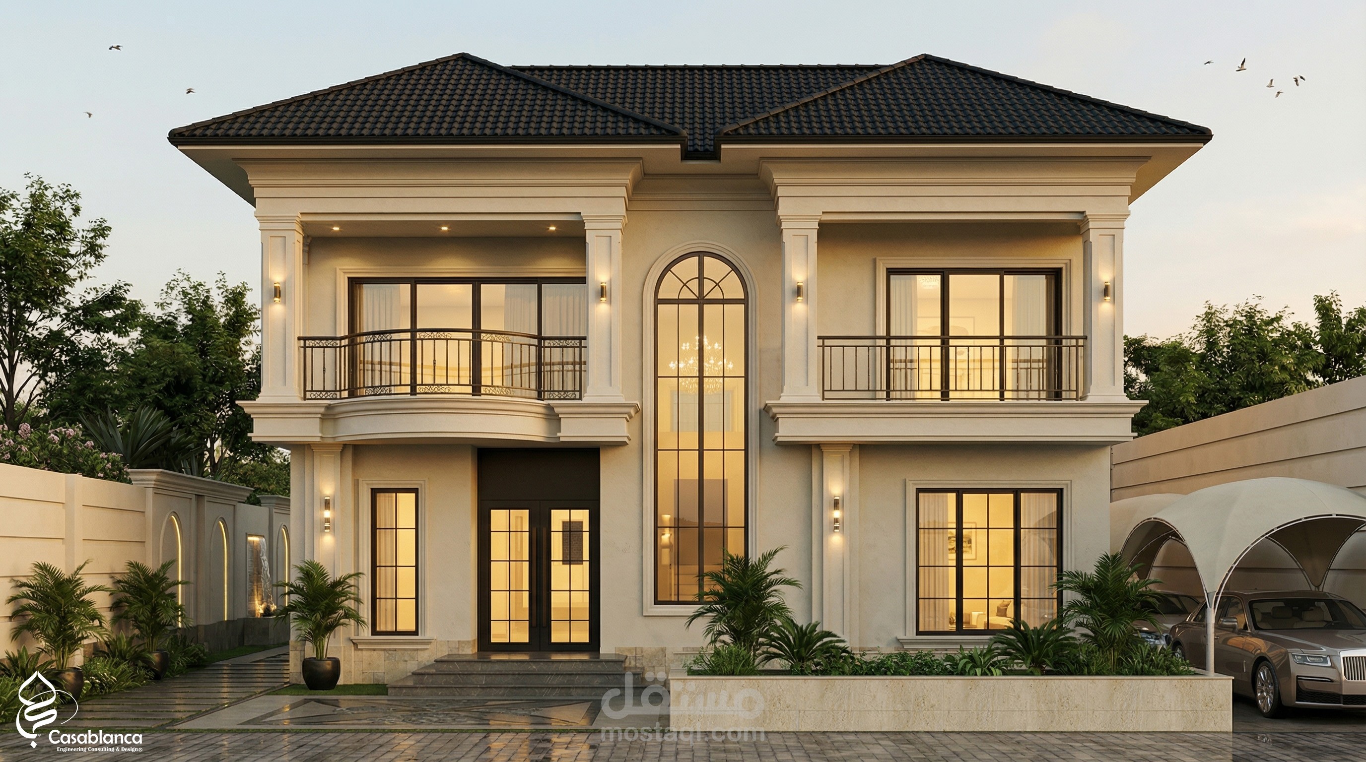 Neoclassical Villa Facade Design using SketchUp & V-Ray