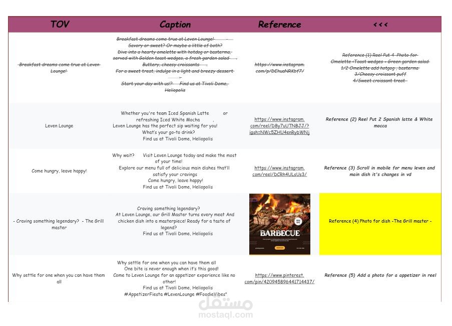 Content calendar monthly for lounge