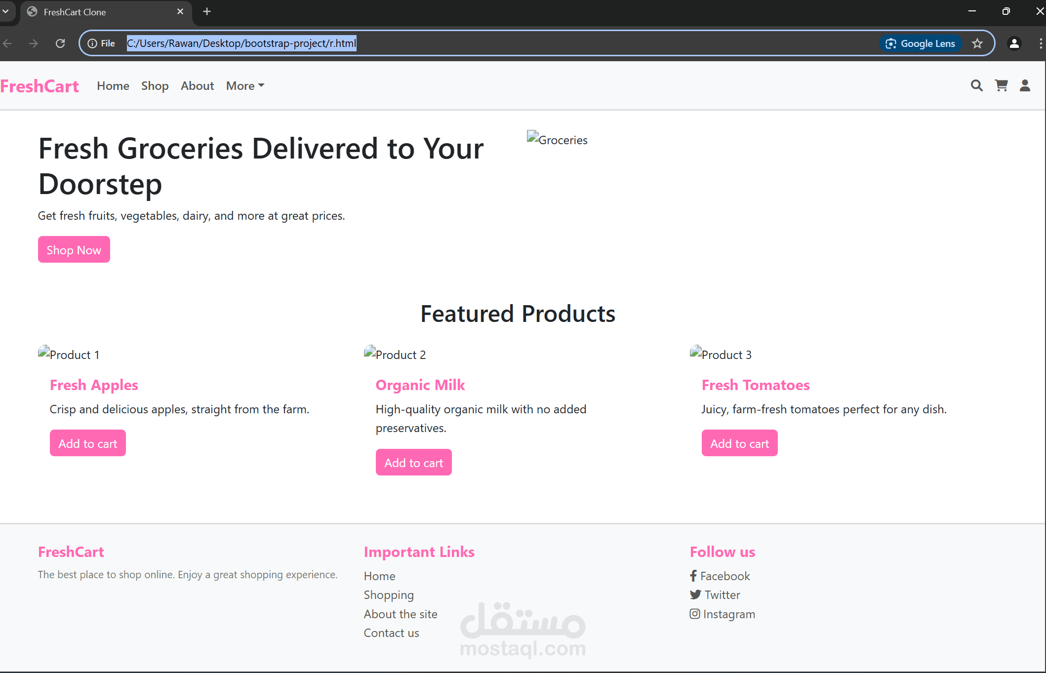 تصميم وتطوير موقع متجر إلكتروني باستخدام Bootstrap