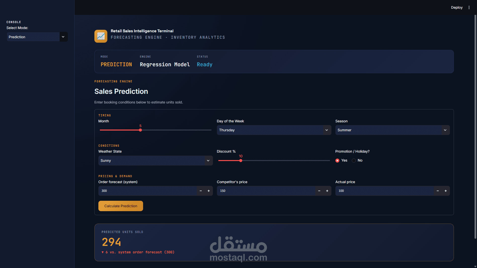 نظام توقع وتحسين المبيعات باستخدام تعلم الآلة (Sales Forecasting System)