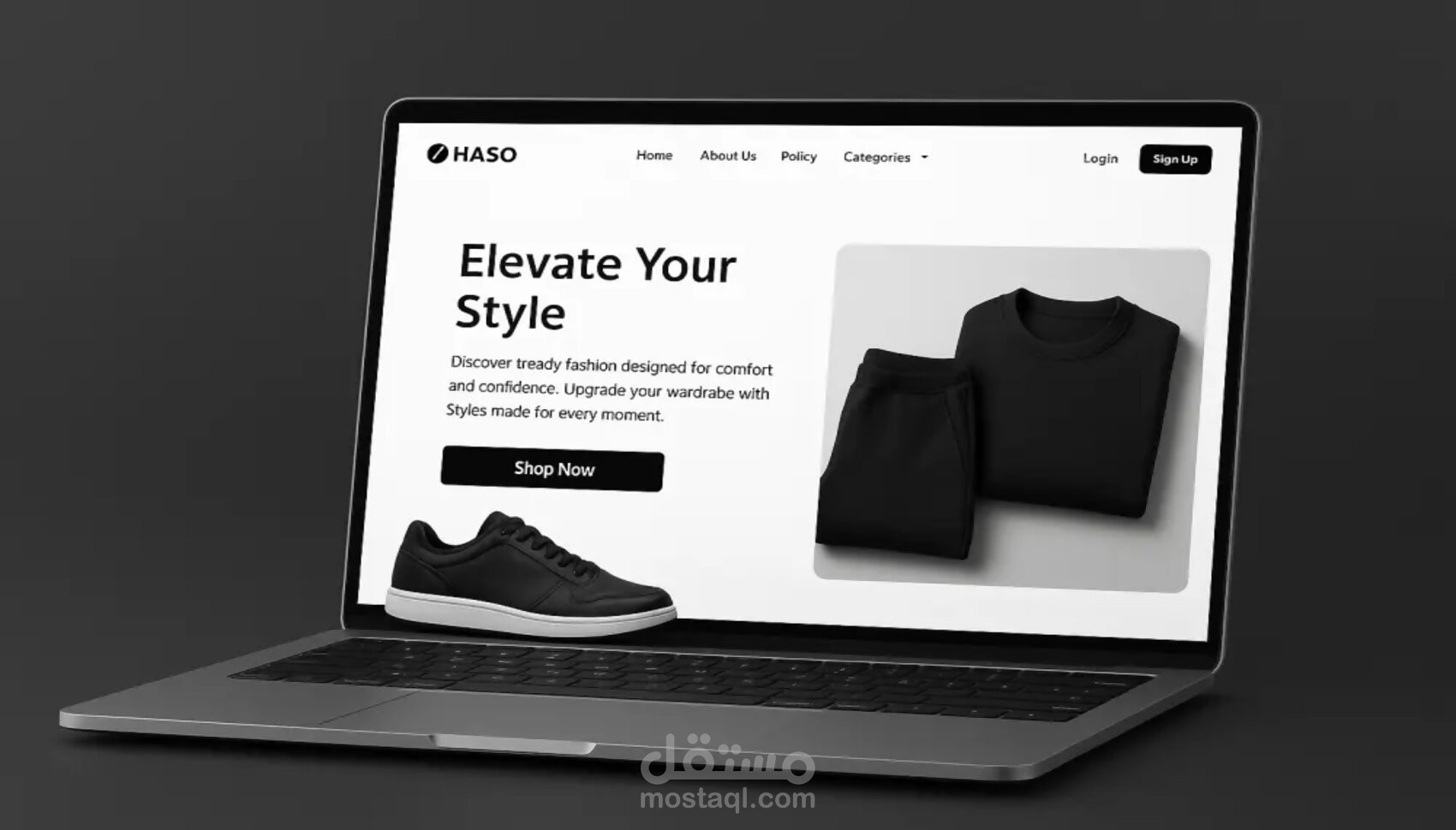 تصميم واجهة متجر إلكتروني احترافية لبراند الملابس والأحذية