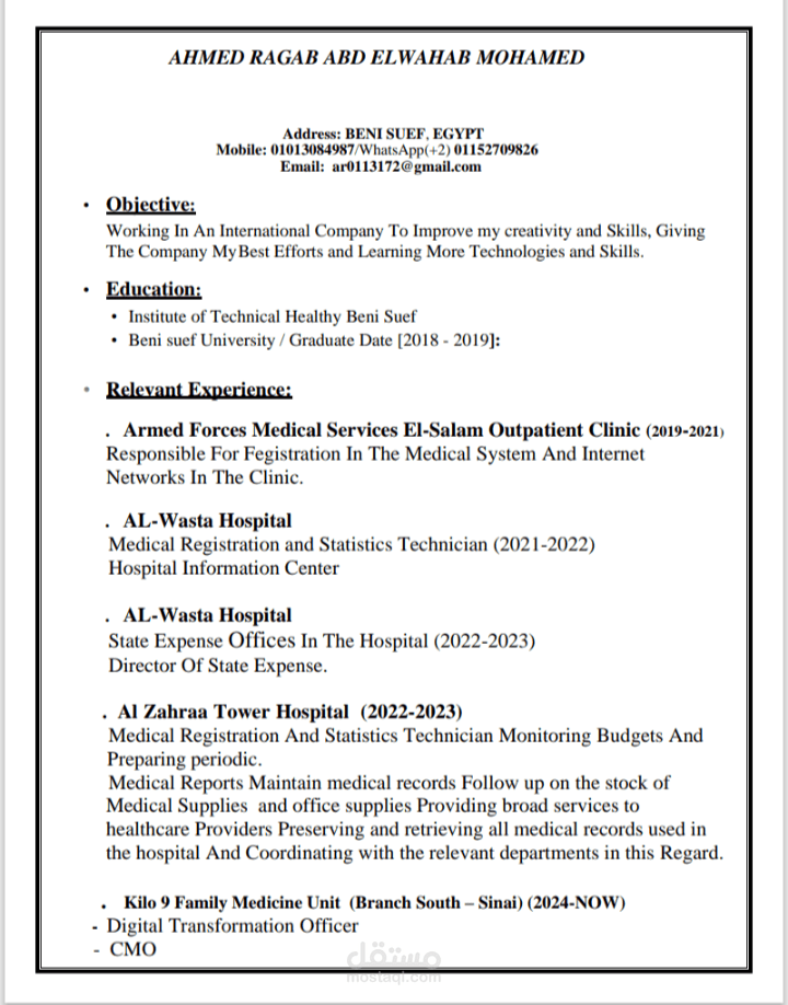 عمل cv محترف