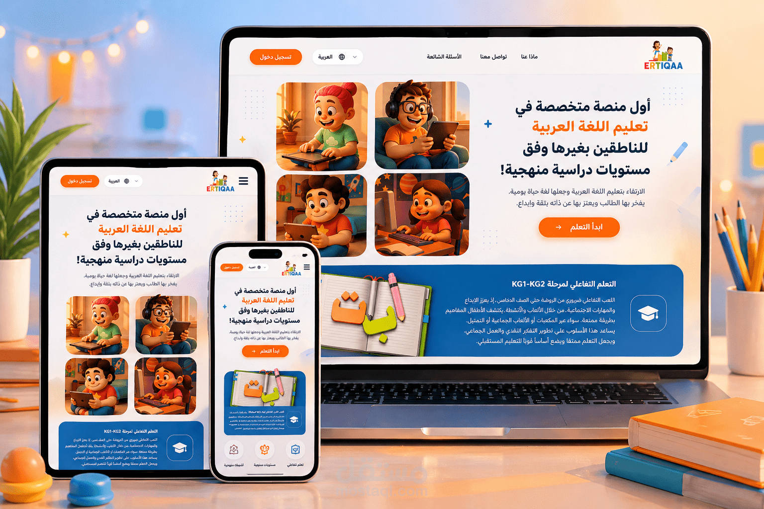 تطوير واجهة منصة تعليمية متقدمة (SaaS) لإدارة المدارس وتعليم العربية باستخدام React