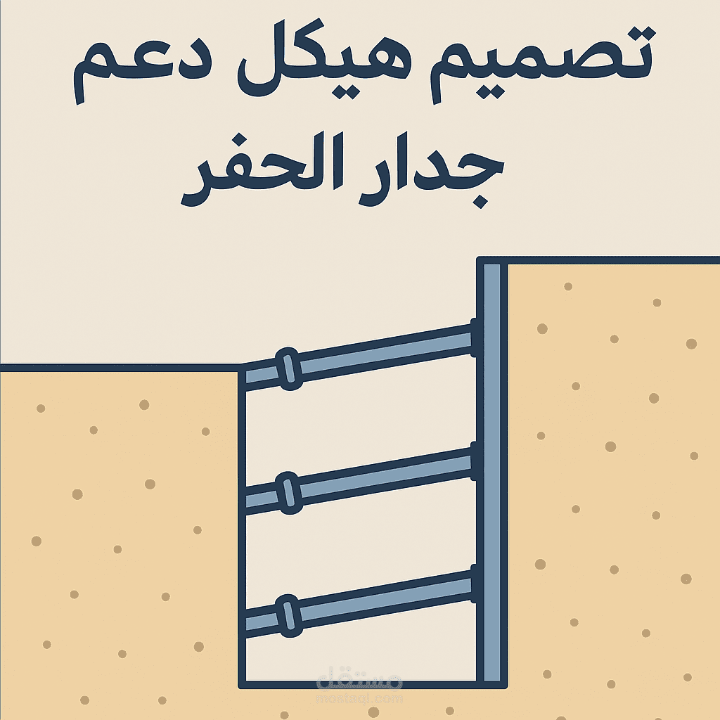تصميم هيكل دعم جدار الحفر