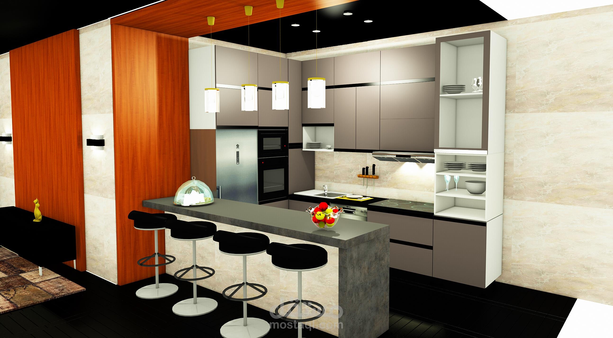 تصميم مطابخ بمساحات مختلفه علي برنامج kitchen draw وبتصاميم مختلفه وعصريه
