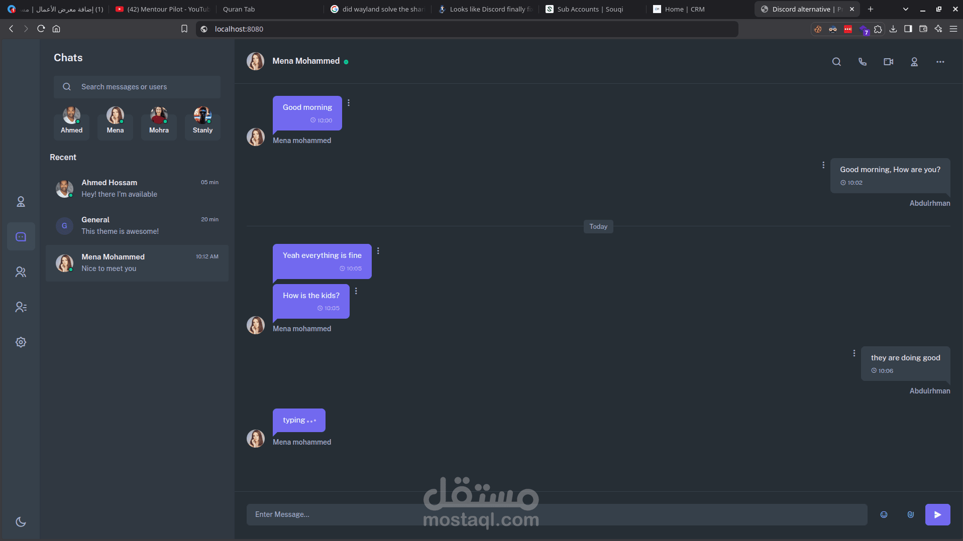 منصه دردشة باستخدام Django و Tailwind CSS