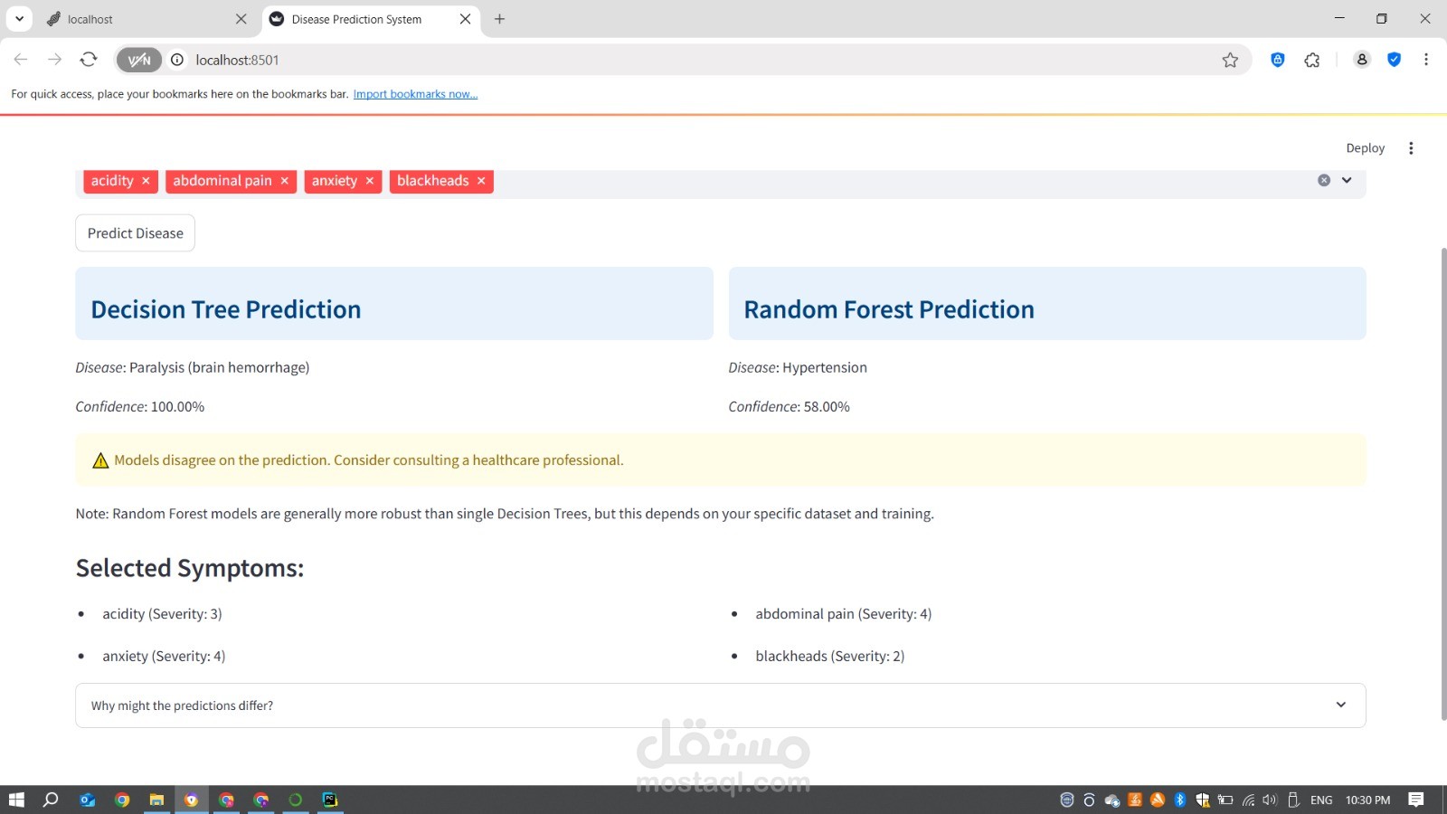 symptom analysis for disease detection