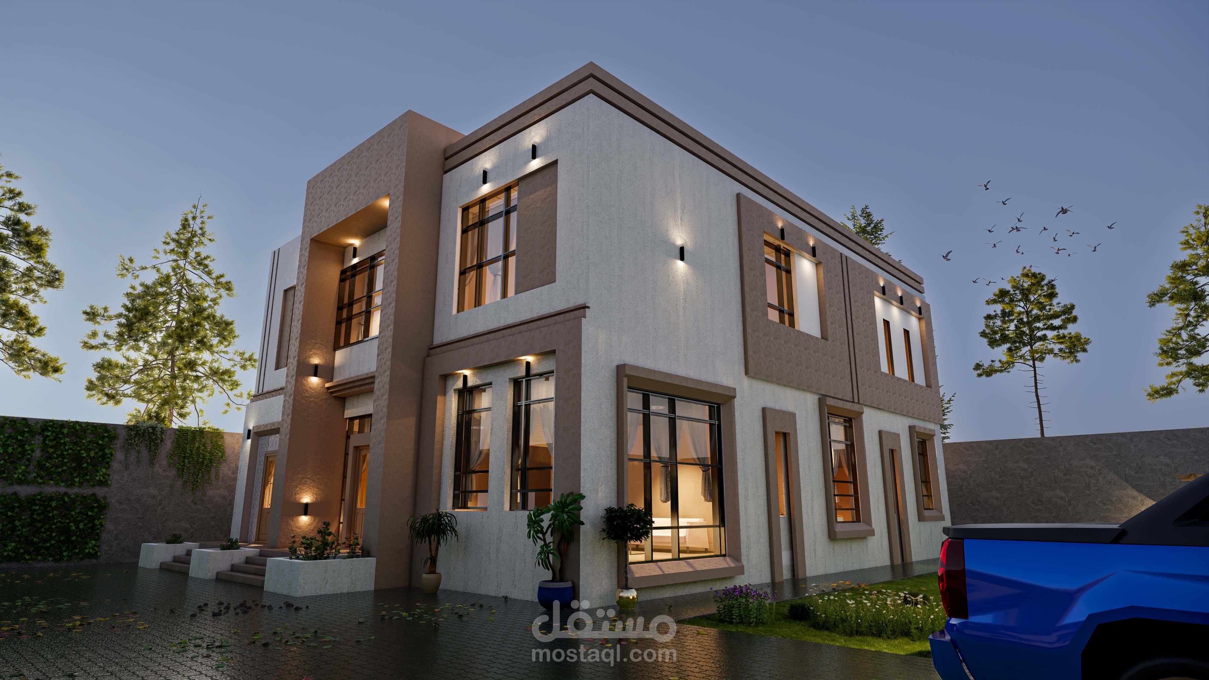 تصميم واجهات و ديكور خارجي ولاند اسكيب لكل5 متر مربع