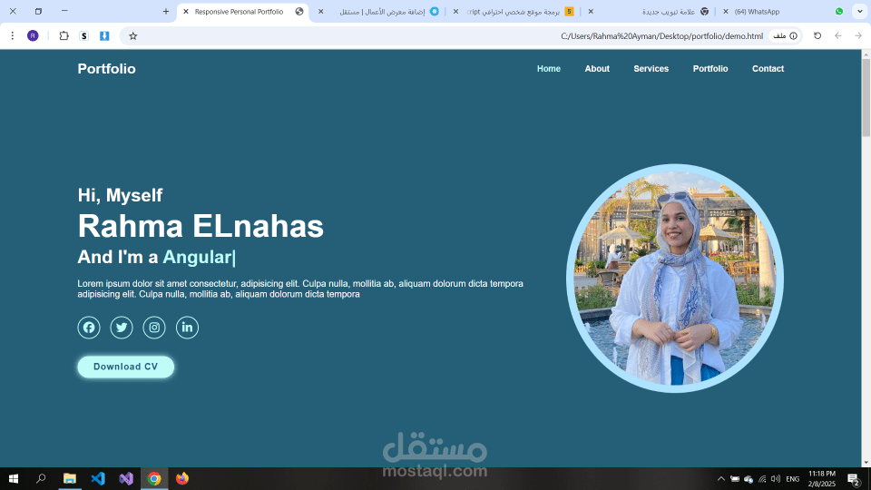 موقع شخصي احترافي HTML5-CSS3-JavaScript