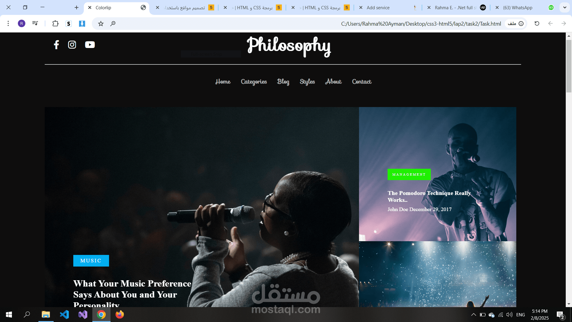 تصميم مواقع باستخدام html و CSS و javascript