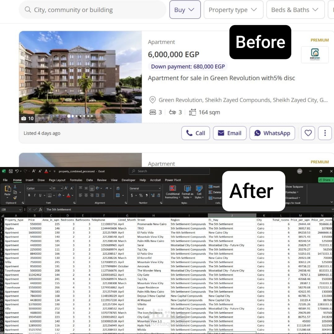 استخراج بيانات عقارات (Web scraping)  من موقع Property Finder باستخدام python