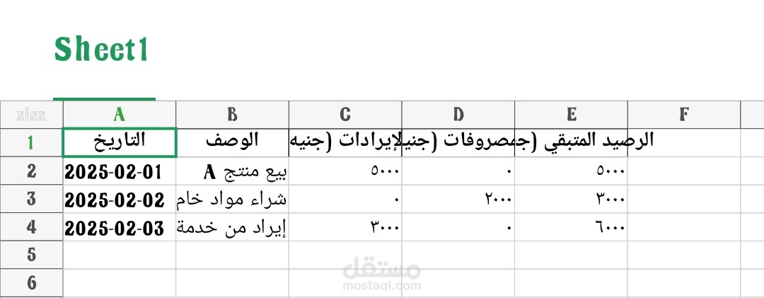 نموذج احترافي لتسجيل الإيرادات والمصروفات