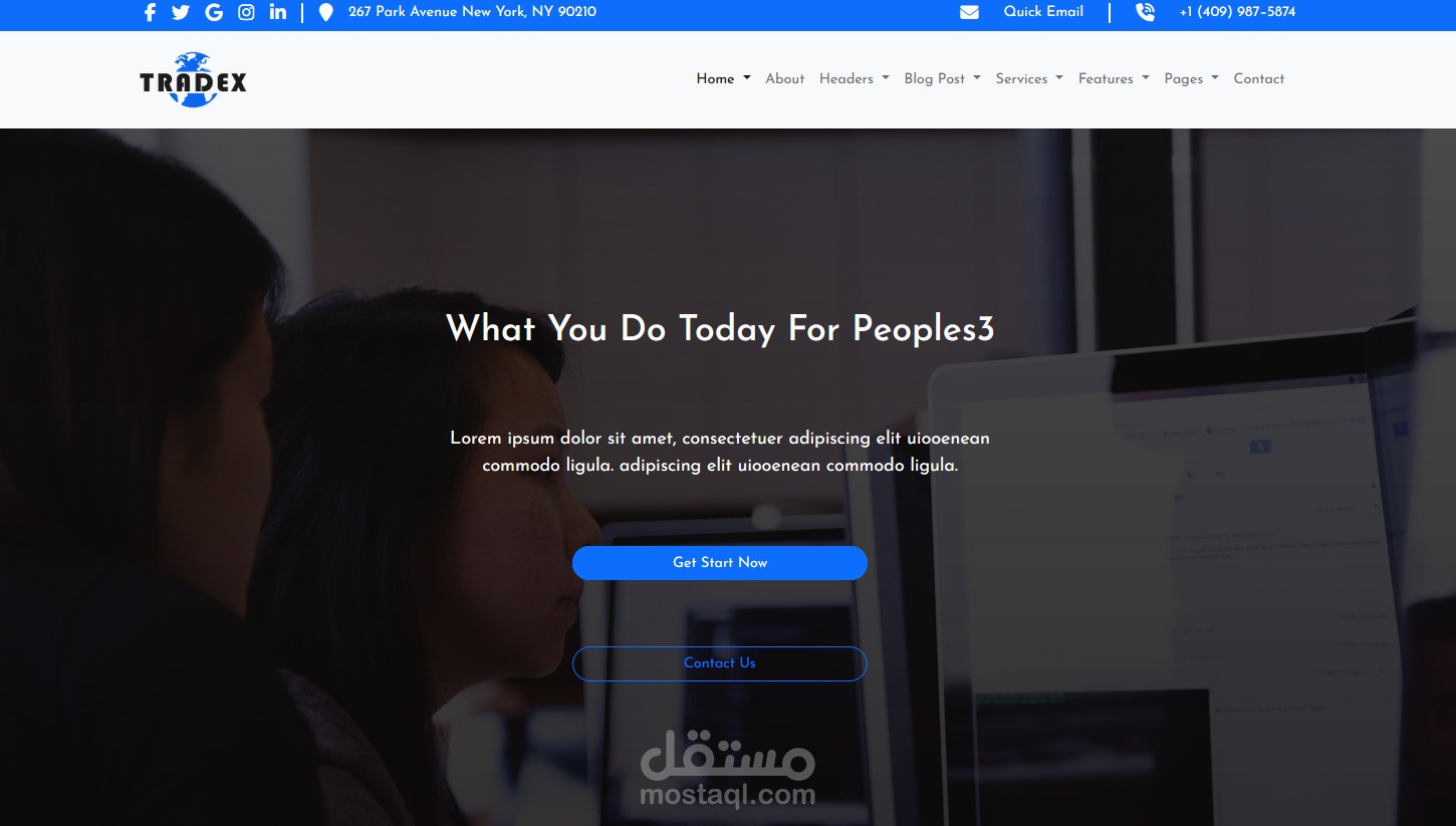تنفيذ تصميم نموذج لموقع الكتروني