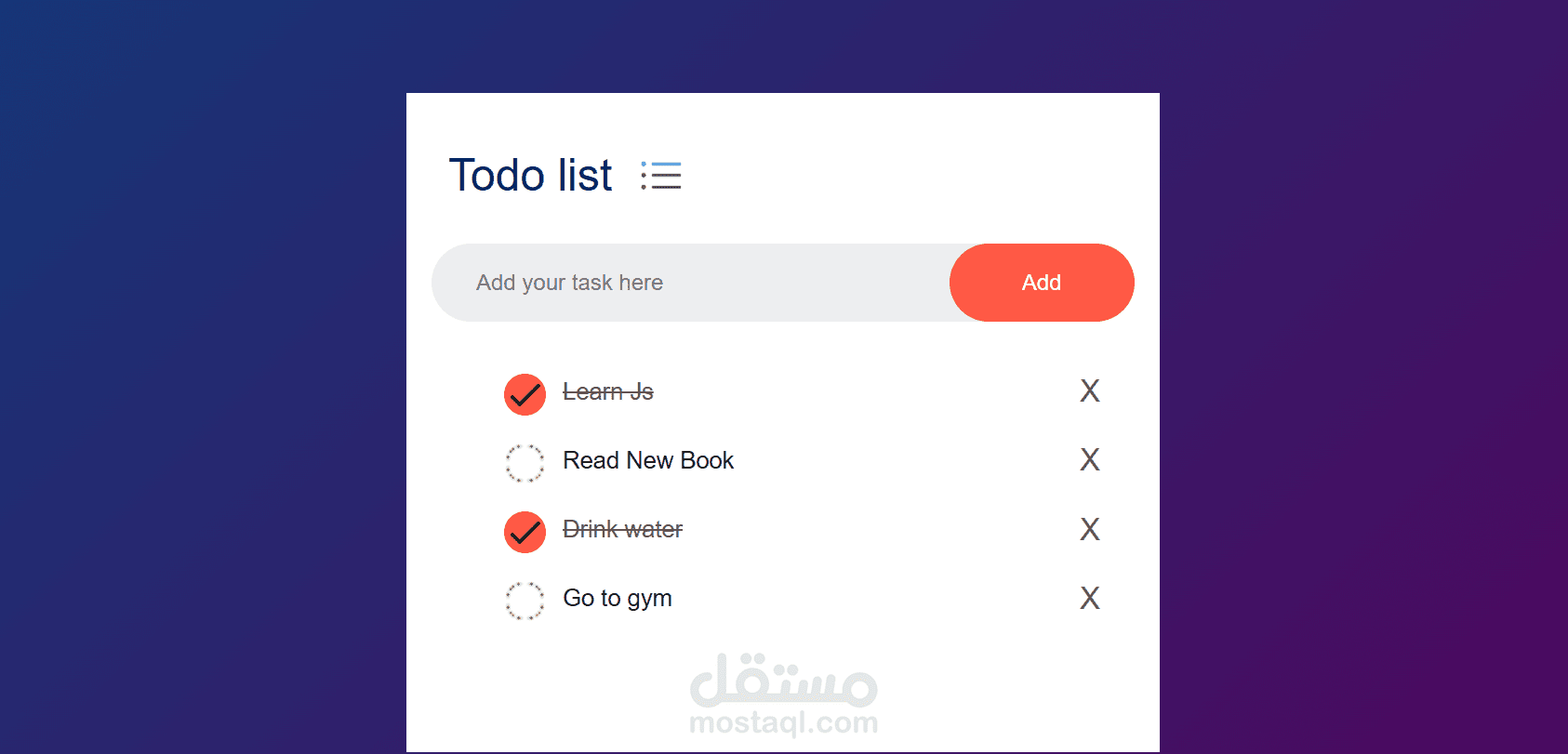 تطوير تطبيق To-Do List تفاعلي بتصميم عصري باستخدام JavaScript مع تخزين البيانات في المتصفح