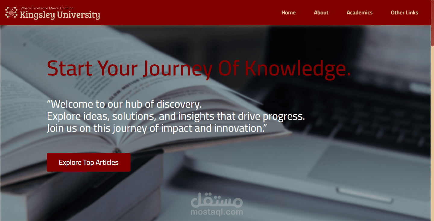 صفحة هبوط لجامعة كينجسلي | Kingesley University Landing Page