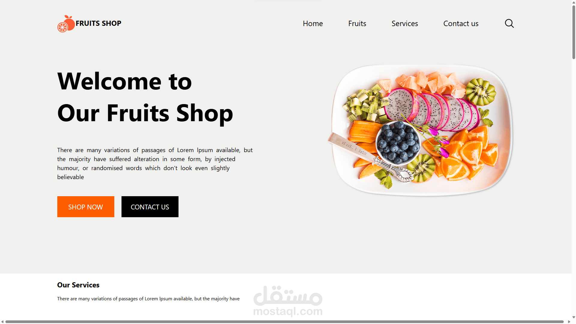 موقع ويب Fruits Shop