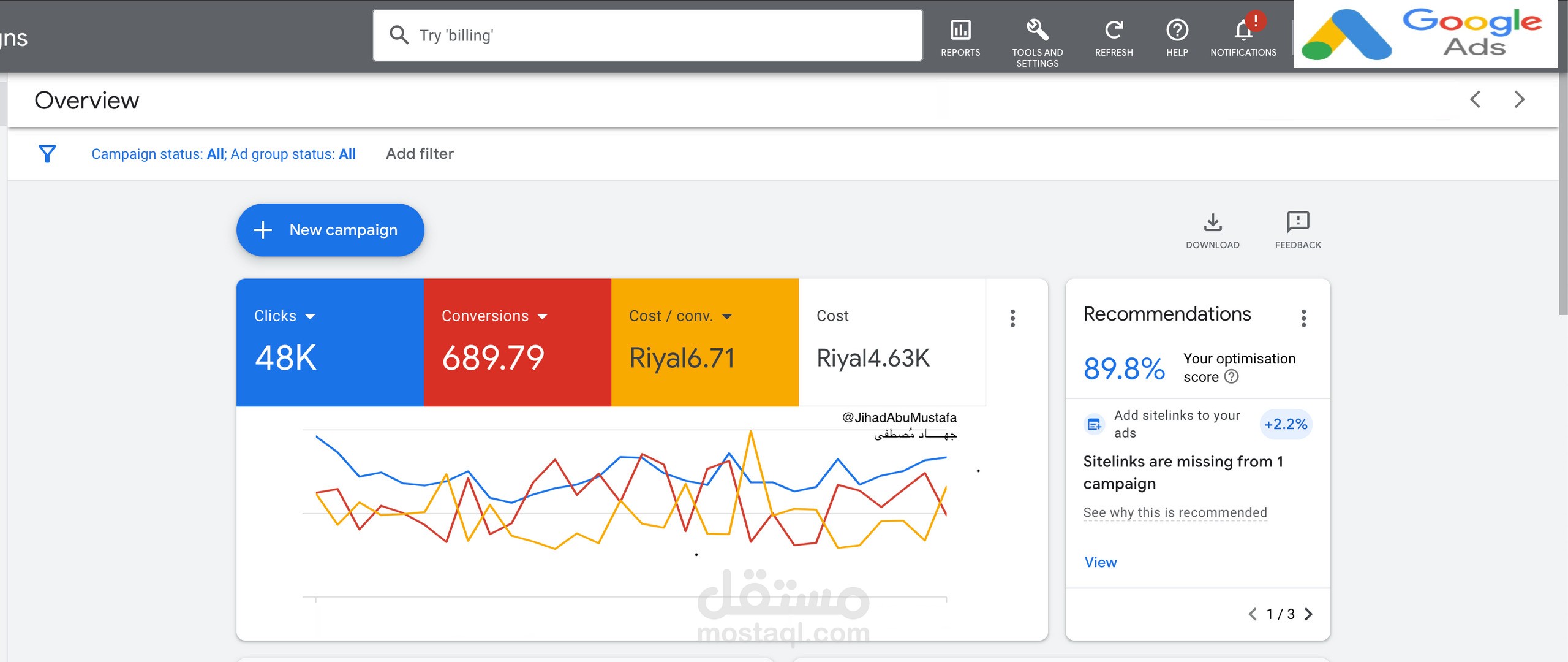 تحقيق نتائج قوية عبر Google Ads – أكثر من 48,000 نقرة و 689 تحويلًا