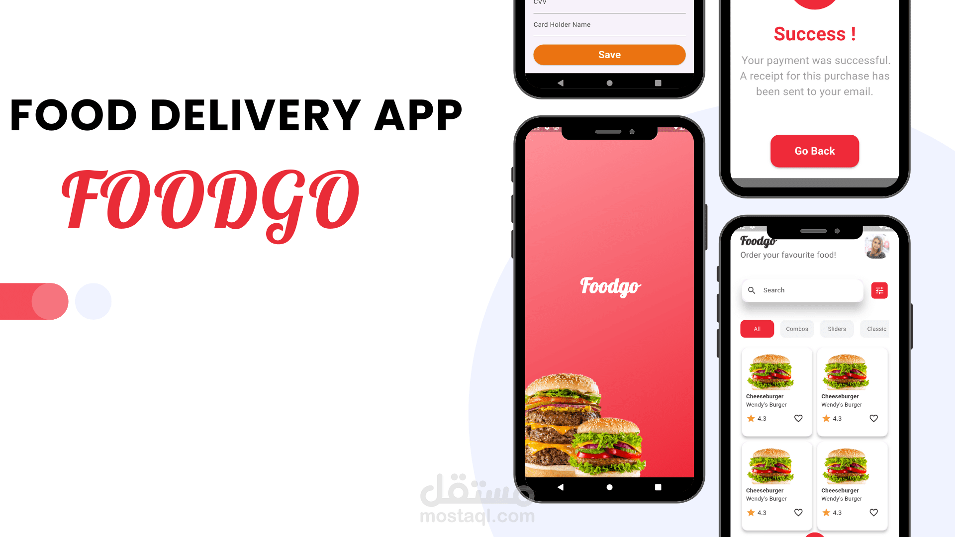 تصميم تطبيق توصيل طعام متكامل (FoodGo)