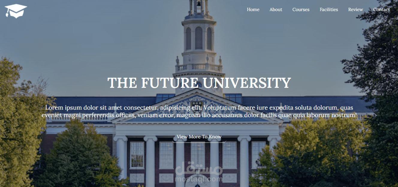 صفحة هبوط تعريفية لجامعة