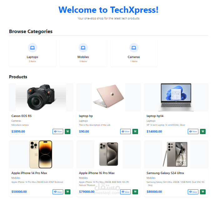 متجر إلكتروني متكامل لمنتجات التكنولوجيا (TechXpress)