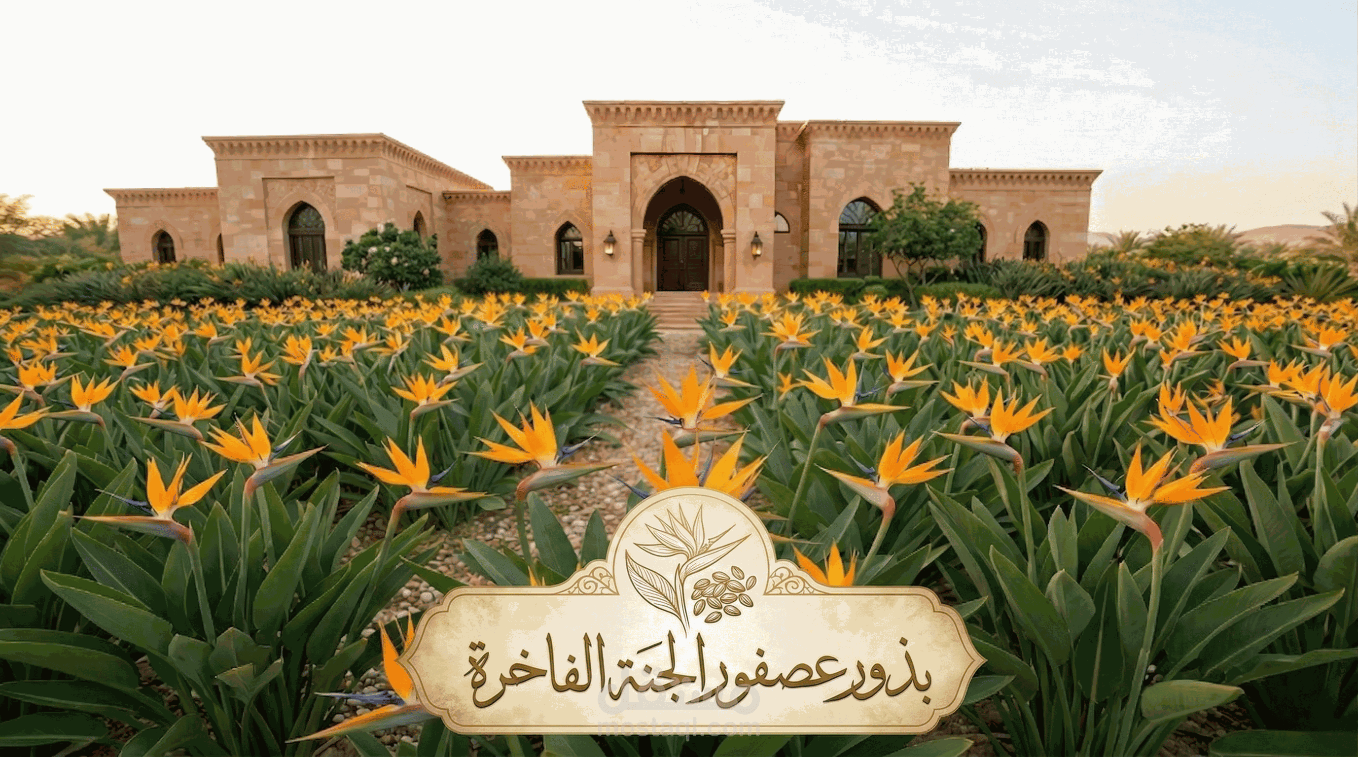 إعلان إحترافي بالذكاء الإصطناعي لبذور زهرة عصفور الجنة