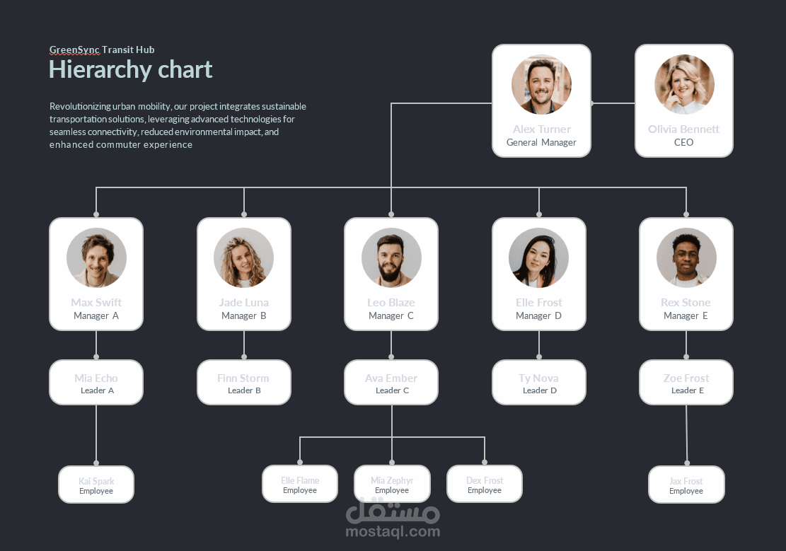 تصميم هيكل تنظيمي (Hierarchy Chart) احترافي لمؤسسة