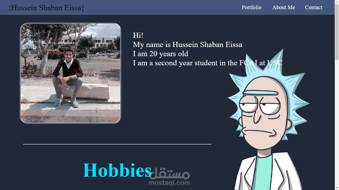 واجهة portfolio بسيطة
