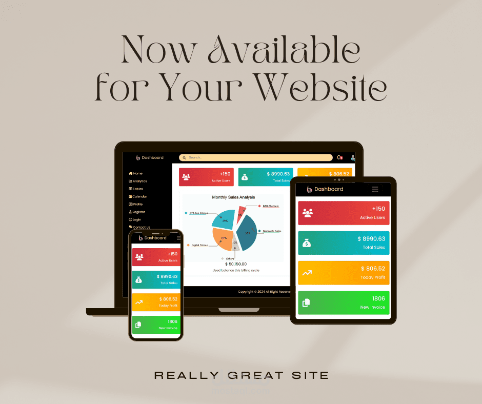 منصّة عرض البيانات الاحترافية Dashboard Website
