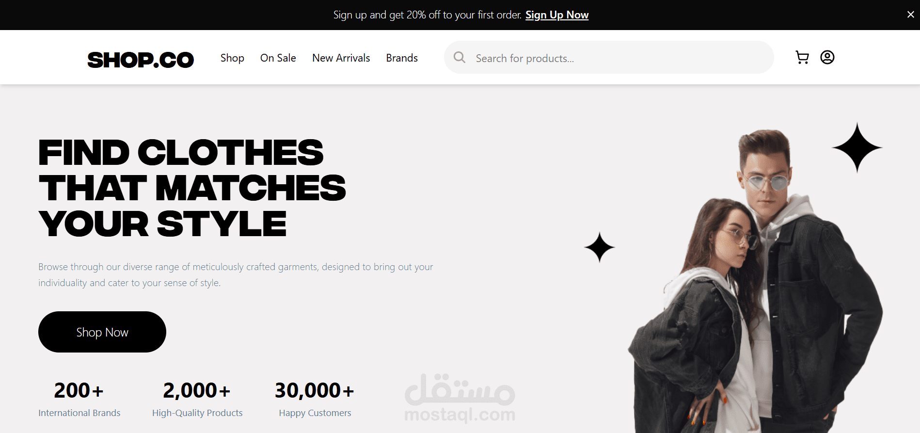 Shop.co Landing Page using next.js and TailwindCSS full responsive