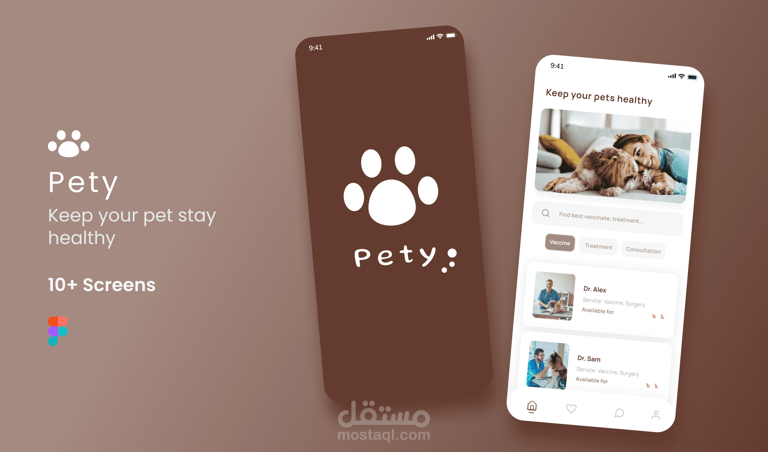 تصميم واجهة و تجربه المستخدم UI/UX design لتطبيق العناية بالحيوانات الأليفة