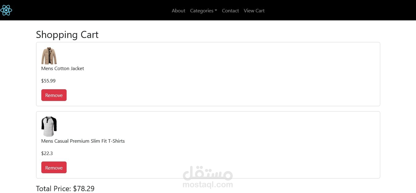 E-commerce shop react